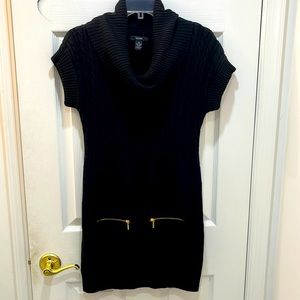 Alfani women’s cowl neck cable knit sweater dress Xs with gold zippers on front